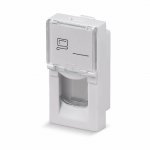 Rexant (03-0160) Вставка Mosaic 22,5x45, на 1 порт с прозрачной шторкой и увеличенным окном маркировки, белая