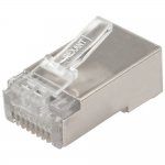 Rexant (06-0082-A10) Разъем сетевой LAN на кабель, штекер 8Р8С (RJ-45), под обжим, в экране, 10шт.