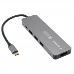 Gembird Док-станция Type-C 5в1: 3xUSB3.1, PD100W, HDMI, кабель 17см, алюминий (UHB-D1)
