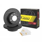 Диск тормозной передний перфорированный PRO-LINE с покрытием комплект BMW 1-SERIE (E81/F20) 1.6/1.8L,1.6D/1.8D ALL 05-> GANZ GIJ10062S