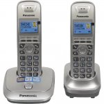 Panasonic KX-TG2512RUN (платиновый/золотой) {Доп трубка в комплекте,АОН, Caller ID,спикерфон на трубке,полифония}