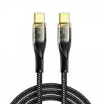 Rexant (18-7092) Кабель Type-C – Type-C, 5А, 100Вт, 1м, в черной нейлоновой оплетке со световой индикацией