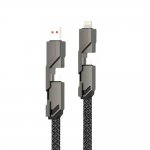 Rexant (18-1128) Кабель 4в1 USB-А – Type-C, Lightning – Type-C, 60Вт, 1м, в черной оплетке
