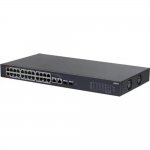 DAHUA DH-CS4226-24ET-240 24-портовый облачный управляемый коммутатор с PoE, 24xRJ45 100Mb, 2хКомбо SFP/RJ45 1Gb, суммарно 240Вт, коммутация 8.8 Гбит/с, MAC-таблица 8К