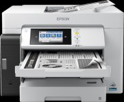 МФУ струйный Epson M15180, A3+, ч/б, 32 стр/мин (A4 ч/б), 4800x1200dpi, дуплекс, ДАПД-50 листов, факс, сетевой, Wi-Fi, USB, белый (C11CJ41408)