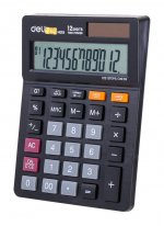 Калькулятор настольный DELI EM01320, 12-разрядный, однострочный экран, черный (1187623)