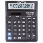 Калькулятор настольный STAFF BusinessLine STF-777, 12-разрядный, однострочный экран, черный (STF-777)