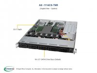 Сервер Supermicro CloudDC SuperServer 1114CS-TNR, 1xAMD EPYC 7513, 4x32Gb RAM, 6x15.4Tb SAS SSD + 2x960Gb SATA SSD, 10x2.5" HS, AOC-S3916L-H16IR-32DD, noDVD, 2x25GLAN SFP28, IPMI, 2x860 Вт, 1U (AS-1114CS-TNR_b3)