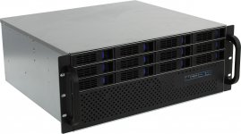 Корпус Procase ES412XS-SATA3-B-0, E-ATX, 4U RM, 12x3.5/2.5 HS, без БП, черный/серебристый (ES412XS-SATA3-B-0)