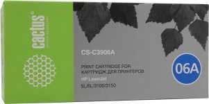 Картридж лазерный Cactus CS-C3906A (C3906A), черный, 2500 страниц, совместимый для LaserJet 3100 / 3150 / 5L / 6L / 6L GOLD / 6L PRO