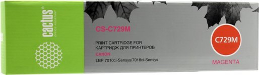 Картридж лазерный Cactus CS-C729M (729 M), пурпурный, 1000 страниц, совместимый для Canon LBP7010C / LBP7018C