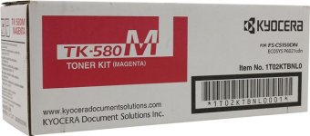 Картридж лазерный Kyocera TK-580M/1T02KTBNL0, пурпурный, 2800 страниц, оригинальный для Kyocera FS-C5150DN, ECOSYS P6021cdn