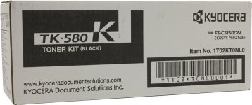Картридж лазерный Kyocera TK-580K/1T02KT0NL0, черный, 3500 страниц, оригинальный для Kyocera FS-C5150DN, ECOSYS P6021cdn