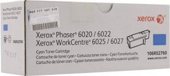 Картридж лазерный Xerox 106R02760, голубой, 1000 страниц, оригинальный для Xerox Phaser 6020/6022, WC 6025/6027