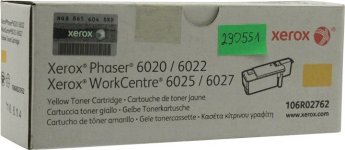 Картридж лазерный Xerox 106R02762, желтый, 1000 страниц, оригинальный для Xerox Phaser 6020/6022, WC 6025/6027