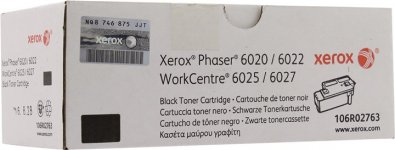 Картридж лазерный Xerox 106R02763, черный, 2000 страниц, оригинальный для Xerox Phaser 6020/6022, WC 6025/6027