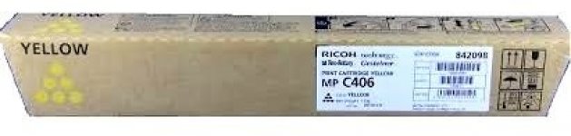 Картридж лазерный Ricoh MPC406/842098, желтый, 6000 страниц, оригинальный для Ricoh MPC306/406/307