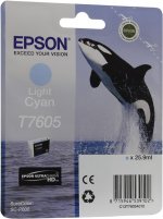 Картридж струйный Epson T7605 (C13T76054010), светло-голубой, оригинальный, ресурс 2400 страниц для Epson Epson SureColor SC-P600
