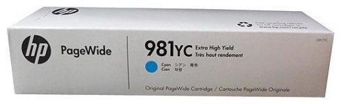 Картридж струйный HP 981YС (L0R17YC), голубой, оригинальный, ресурс 16000 страниц для HP PageWide 556dn 556/556xh/586dn MPF 586/586f/586z