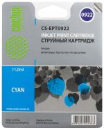 Картридж струйный Cactus CS-EPT0922 (C13T10824A10), голубой, совместимый, 11 мл, для Epson Stylus C91 / CX4300 / T26 / T27 / TX106 / TX109 / TX117 / TX119