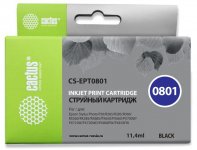 Картридж струйный Cactus CS-EPT0801 (C13T08014011), черный, совместимый, 300 страниц, 11 мл, для Epson Stylus Photo P50 / PX650 / PX660 / PX700 / PX700W / PX710 / PX710W / PX720 / PX720WD / PX800 / PX800FW / PX810 / PX810FW / PX820 / PX820FWD / R265 / R28