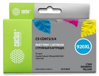 Комплект картриджей струйный Cactus CS-CD972/3/4 (920XL), цветной, совместимый, 14.6 мл, для HP OJ 6000 / 6500 / 7000 / 7500