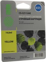 Картридж струйный Cactus CS-CZ112AE (655), желтый, совместимый, 600 страниц, для HP DJ Ink Advantage 3525 / 4615 / 4625 / 5525 / 6525
