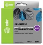 Картридж струйный Cactus CS-LC565XLC, голубой, совместимый, 14.4 мл, для Brother MFC-J2510