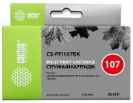 Картридж струйный Cactus CS-PFI107BK (PFI-107BK/6705B001), черный, совместимый, 130 мл, для Canon ImagePrograf iPF670/iPF670 MFP L24/iPF680/iPF681/iPF685/iPF686/iPF770/iPF770 MFP L36/iPF780/iPF780 MFP M40/iPF781/ iPF785/iPF785 MFP M40/ iPF786