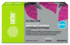 Картридж струйный Cactus CS-F6U17AE (953XL/F6U17A), пурпурный, совместимый, 26 мл, для HP OJ Pro 7740/8210/8218/8710/8715