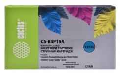 Картридж струйный Cactus CS-B3P19A (727/B3P19A), голубой, совместимый, 130 мл, для HP DJ T1500, T1530, T2500, T2530, T920, T930