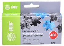 Картридж струйный Cactus CS-CLI481XXLC (CLI-481XXL C/1990C001), голубой, совместимый, 12 мл, для Canon Pixma TR7540/TR8540/TS6140/TS8140