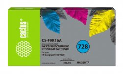 Картридж струйный Cactus CS-F9K16A (728XXL/F9K16A), пурпурный, совместимый, 300 мл, для HP DJ T730/T830