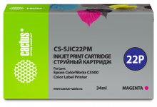 Картридж струйный Cactus CS-SJIC22PM (SJIC22PM/C33S020603), пурпурный, совместимый, 34 мл, для Epson ColorWorks C3500