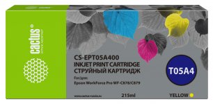 Картридж струйный Cactus CS-EPT05A400 (C13T05A400), желтый, совместимый, 215 мл, для Epson WorkForce Pro WF-C878/C879