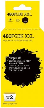 Картридж струйный T2 IC-CPGI-480PGBK XXL (PGI-480XXL PGBK/1969C001), черный, совместимый, 600 страниц, 25.7 мл, для Canon TR8540/TS6240/TS6340/TS704/TS8140/TS8240/TS8340/TS9140/TS9540/TS9541C/PIXMA TS6140/TR7540