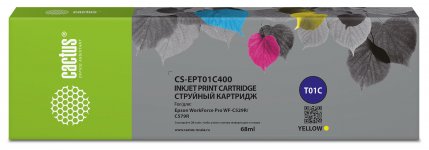 Картридж струйный Cactus CS-EPT01C400 (T01C400/C13T01C400), желтый, совместимый, 68 мл, для Epson WorkForce Pro WF-C529RDTW/C579RD2TWF/C579RDTWF Pro