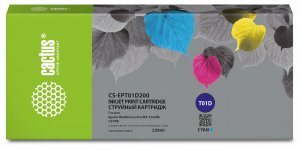 Картридж струйный Cactus CS-EPT01D200 (T01D200/C13T01D200), голубой, совместимый, 220 мл, для Epson WorkForce Pro WF-C529R/C529RDTW/C529RDTW EPP