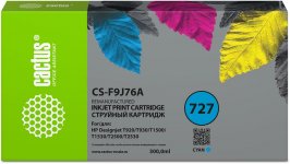 Картридж струйный Cactus CS-F9J76A (№727/F9J76A), голубой, совместимый, 300 мл, для HP DJ T920/T930/T1500/T1530/T2500/T2530