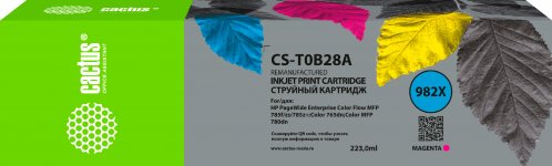 Картридж струйный Cactus CS-T0B28A (982X/T0B28A), пурпурный, совместимый, 223 мл, для HP PW 765dn/780 EC