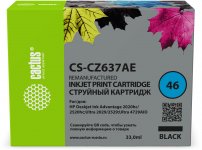 Картридж струйный Cactus CS-CZ637AE (№46/CZ637AE), черный, совместимый, 33 мл, для HP DJ IA 2020hc/DJ IA 2520hc/Ultra 2029/Ultra 2529/Ultra 4729AIO