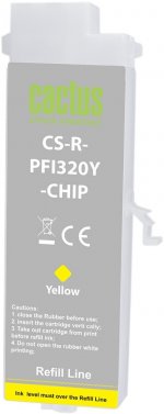 Перезаправляемый картридж Cactus (PFI-320Y/2893C003), 260 мл., желтый, без чернил, с чипом для Canon imagePROGRAF TM-200/TM-200MFP/TM-205/TM-300/TM-300MFP/TM-305/TM-250/TM-255/TM-350/TM-355 (CS-R-PFI320Y-CHIP)