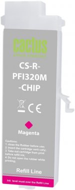 Перезаправляемый картридж Cactus (PFI-320M/2892C003), 260 мл., пурпурный, без чернил, с чипом для Canon imagePROGRAF TM-200/TM-200MFP/TM-205/TM-300/TM-300MFP/TM-305 (CS-R-PFI320M-CHIP)