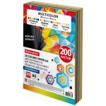 Бумага A4 200 листов, 80 г/м², микс интенсив+пастель+неон+медиум, BRAUBERG Multicolor (116650)