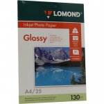 Фотобумага A4 130 г/м² глянцевая, 25 листов, односторонняя, Lomond 0102041 для струйной печати