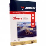 Фотобумага A4 230 г/м² глянцевая, 50 листов, односторонняя, Lomond 0102022 для струйной печати