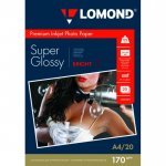 Фотобумага A4 170 г/м² суперглянцевая, 20 листов, односторонняя, Lomond 1101101 для струйной печати