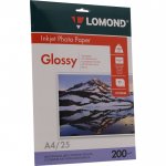 Фотобумага A4 200 г/м² глянцевая, 25 листов, односторонняя, Lomond 0102046 для струйной печати