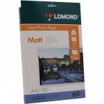 Фотобумага A4 160 г/м² матовая, 100 листов, односторонняя, Lomond 0102005 для струйной печати