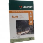 Фотобумага A4 130 г/м² матовая, 100 листов, двусторонняя, Lomond 0102004 для струйной печати